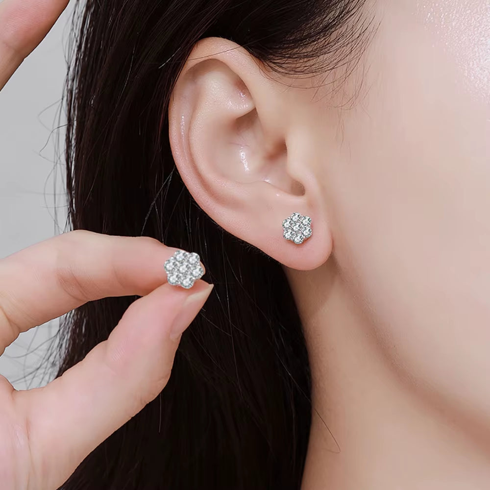 Serenity Moissanite Earrings S925 Sterling Silver Sparkling Stud 18K Plated