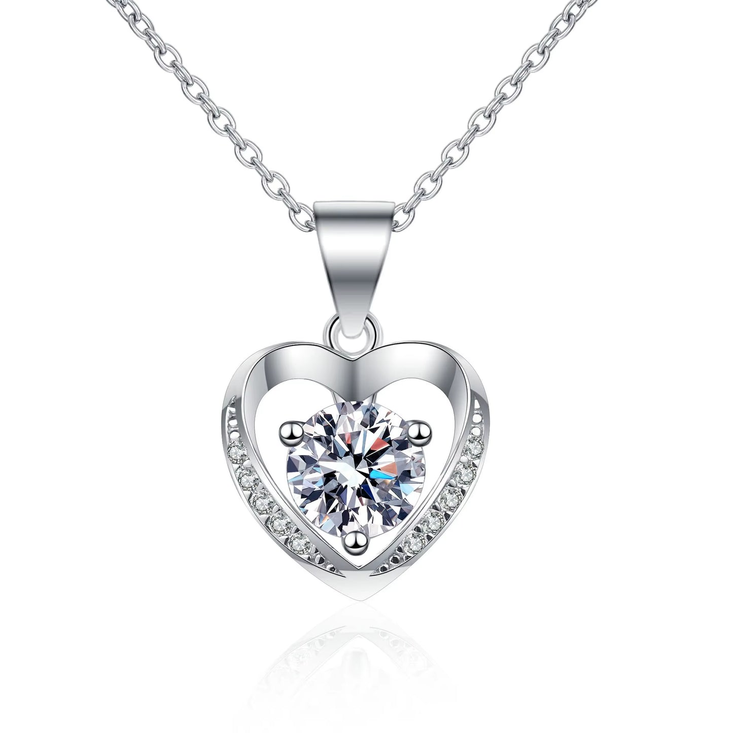 1 Carat Moissanite Pendant Necklace Sterling Silver Love Heart Necklace Mother'S Day Anniversary Birthday Gift for Women Girls