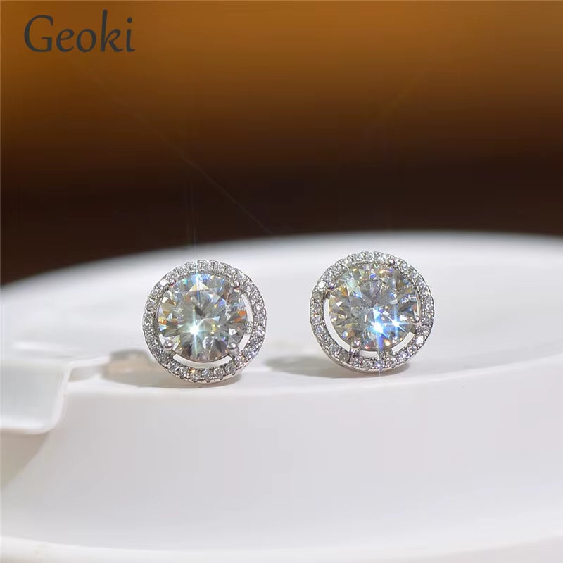 Silver 925 Original Total 6 Carat round Brilliant Cut Diamond Test past D Color Moissanite Stud Earrings Women Gemstone Jewelry