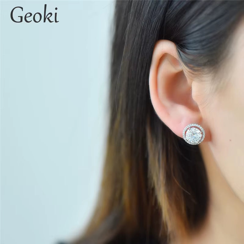 Silver 925 Original Total 6 Carat round Brilliant Cut Diamond Test past D Color Moissanite Stud Earrings Women Gemstone Jewelry