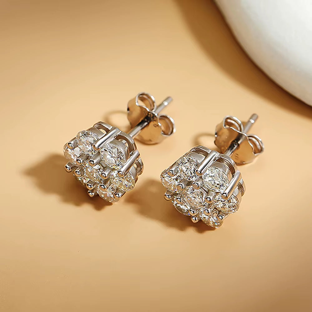 Serenity Moissanite Earrings S925 Sterling Silver Sparkling Stud 18K Plated