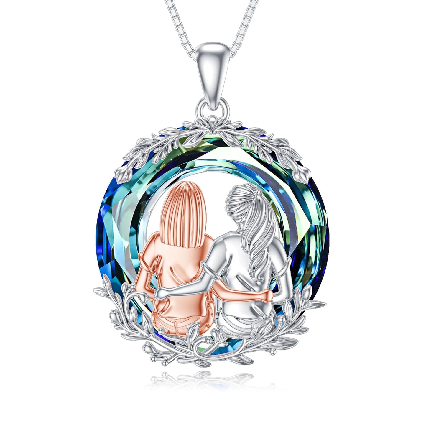 Mothers Day Gifts for Her Best Friend Necklaces S925 Sterling Silver 2 Sisters Abalone Shell Friendship Jewelry Mother'S Day Gifts