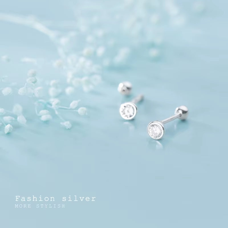 Minimalist Sterling Silver Stud Earrings Women 925 Silver