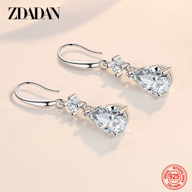 925 Sterling Silver Water Drop Long Dangle Earrings
