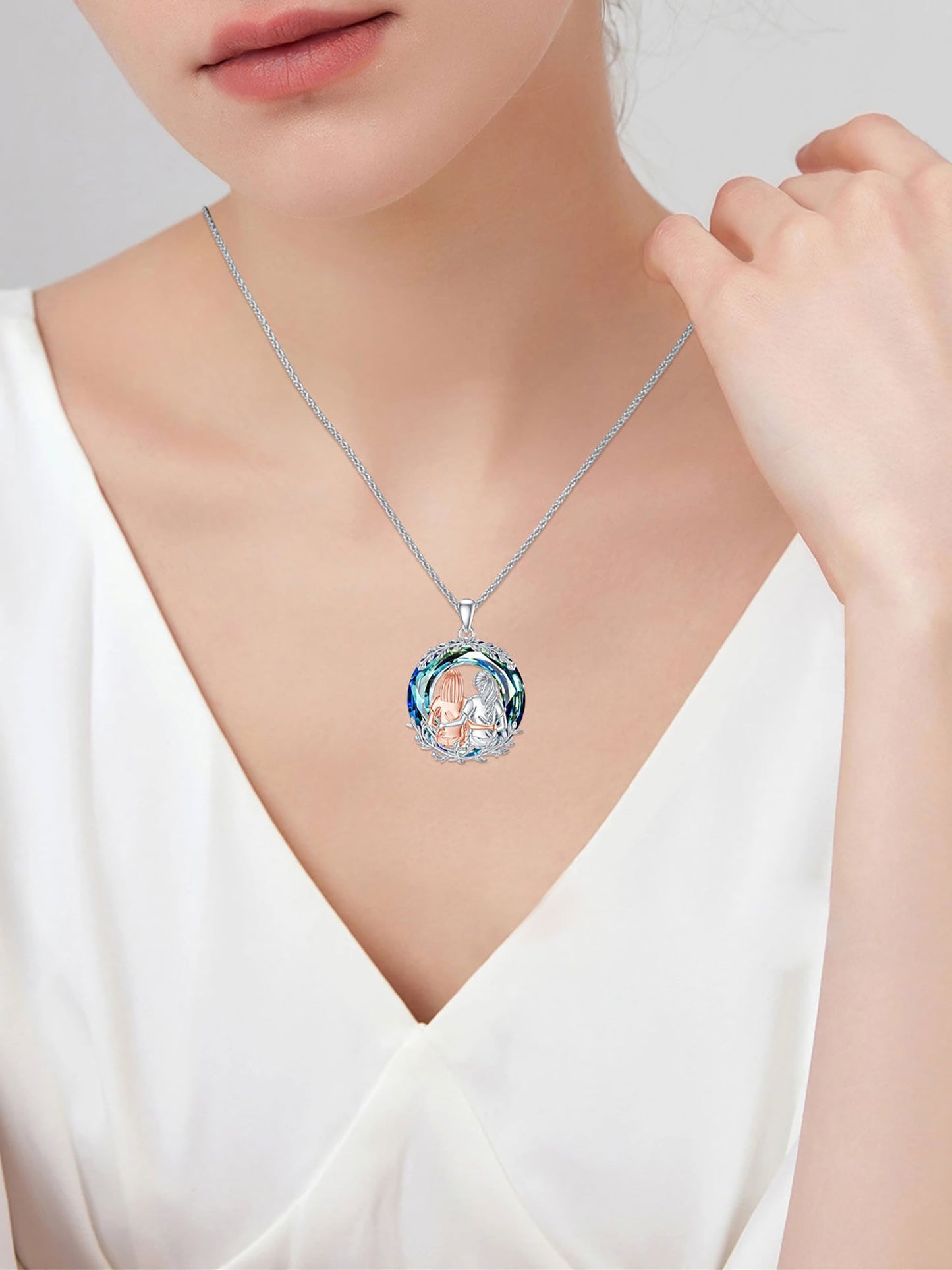 Mothers Day Gifts for Her Best Friend Necklaces S925 Sterling Silver 2 Sisters Abalone Shell Friendship Jewelry Mother'S Day Gifts