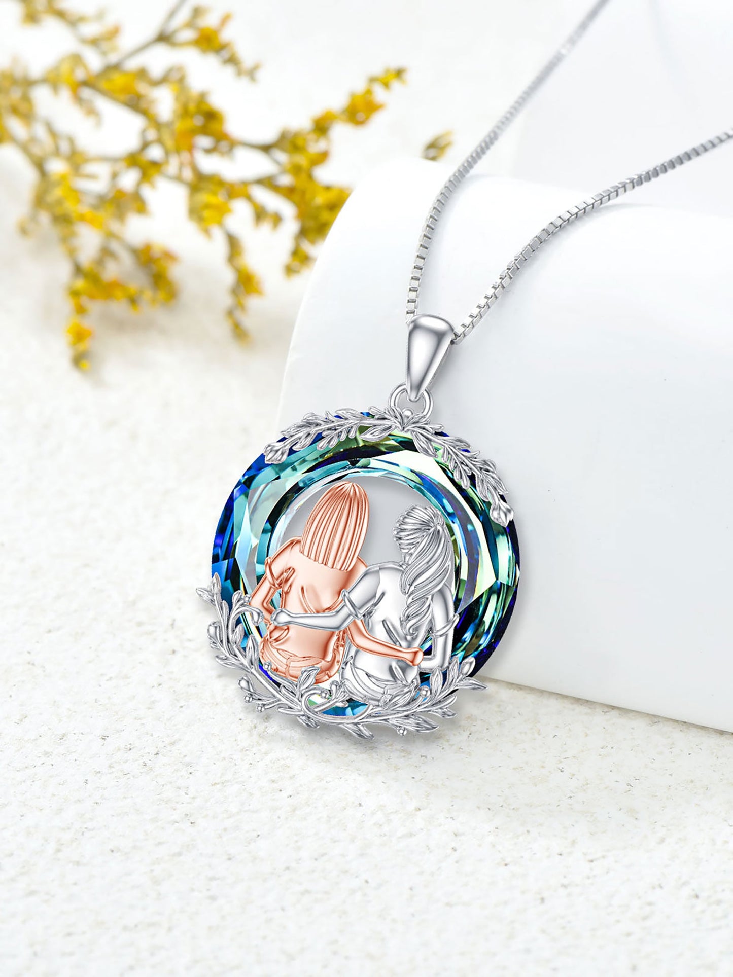 Mothers Day Gifts for Her Best Friend Necklaces S925 Sterling Silver 2 Sisters Abalone Shell Friendship Jewelry Mother'S Day Gifts
