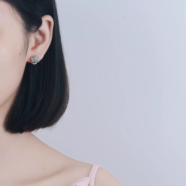 925 Sterling Silver Zirconia Eternal Heart Twist Earrings 