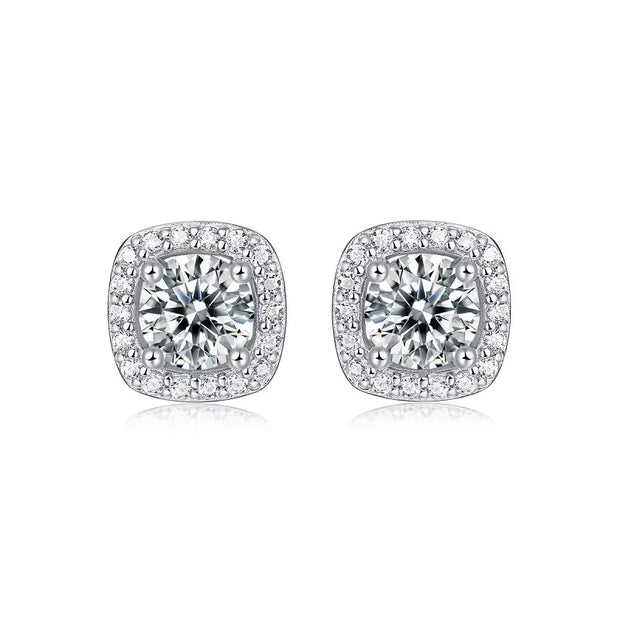 1CT 2CT Moissanite Diamond Ear Studs Earring Pass Diamond Test Moissanite Stud Earrings for Women Sterling Silver Jewelry