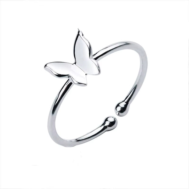 925 Sterling Silver Butterfly Adjustable Ring