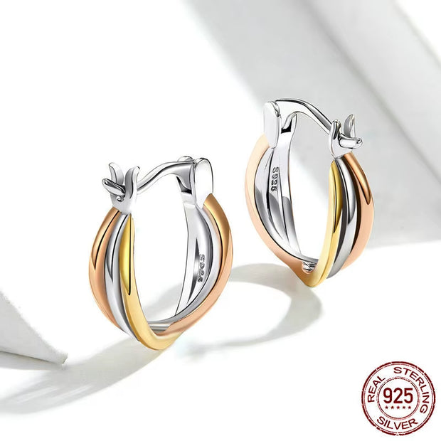 925 Sterling Silver Bicolor Earrings 