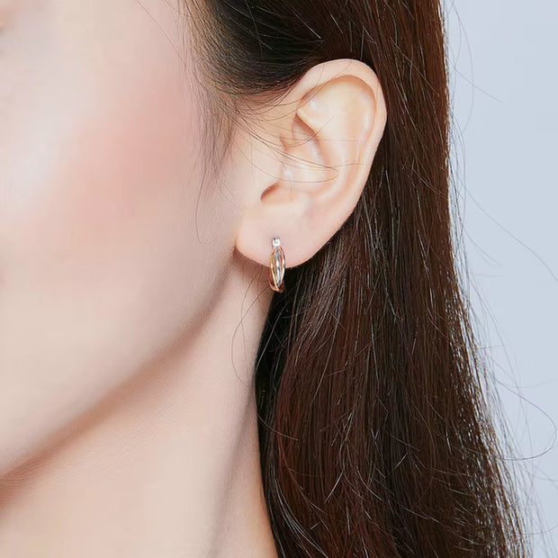 925 Sterling Silver Bicolor Earrings 