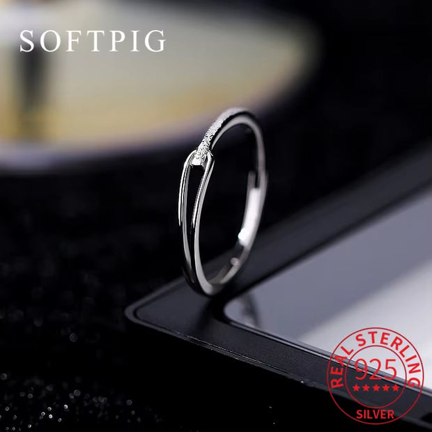925 Sterling Silver Line Adjustable Ring 