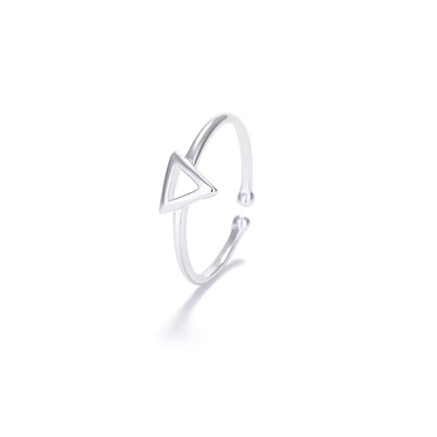 925 Sterling Silver Hollow Triangle Opening Ring