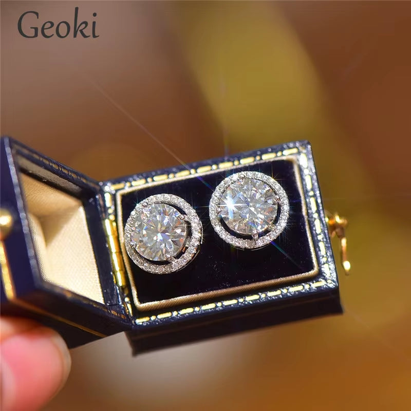 Silver 925 Original Total 6 Carat round Brilliant Cut Diamond Test past D Color Moissanite Stud Earrings Women Gemstone Jewelry