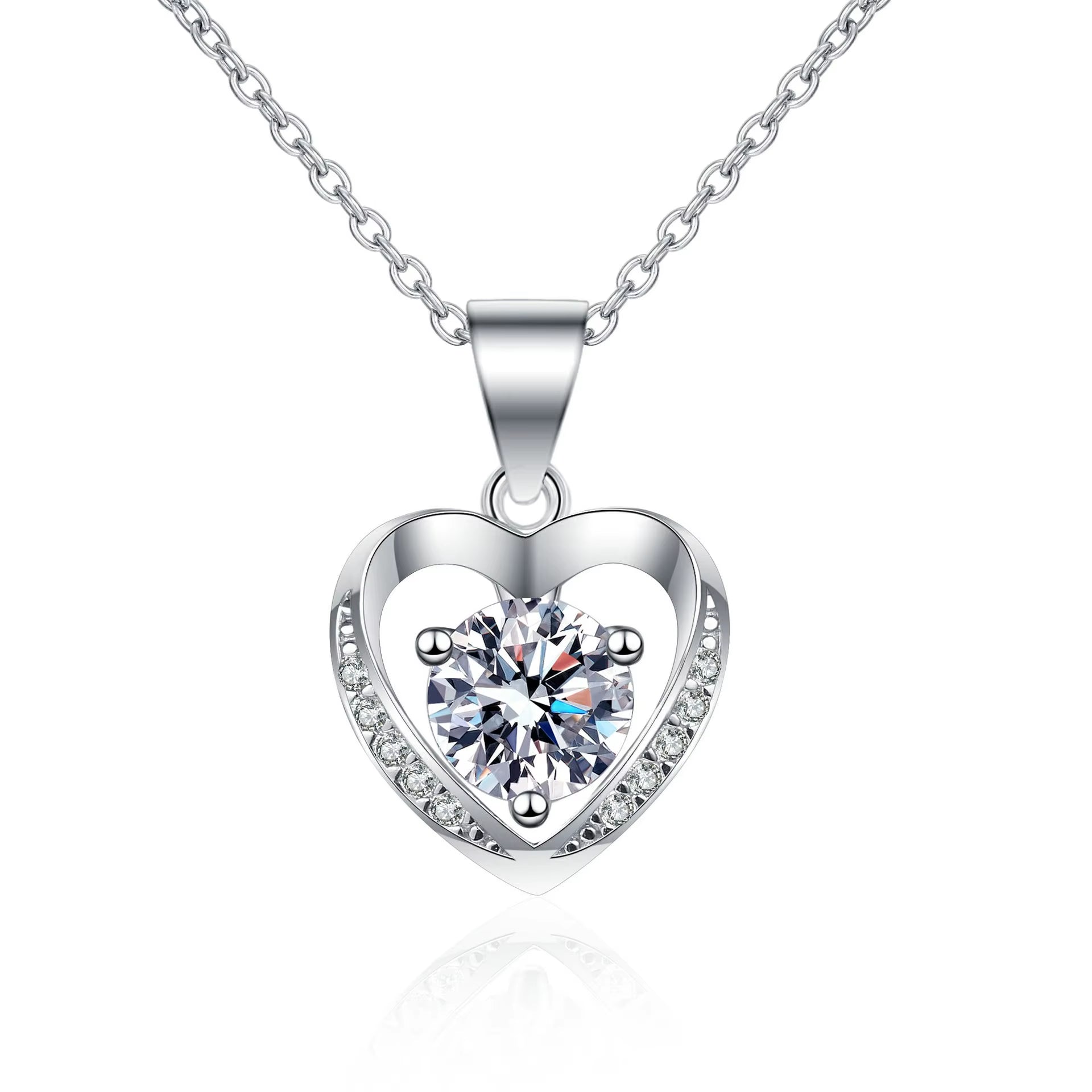1 Carat Moissanite Pendant Necklace Sterling Silver Love Heart Necklace Mother'S Day Anniversary Birthday Gift for Women Girls