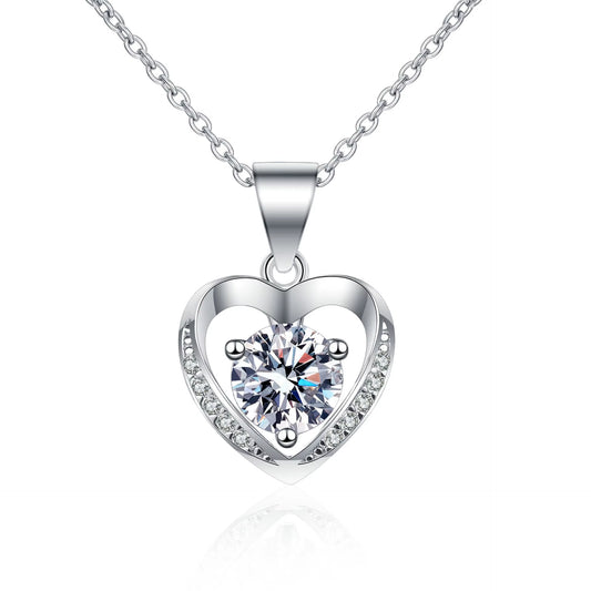 1 Carat Moissanite Pendant Necklace Sterling Silver Love Heart Necklace Mother'S Day Anniversary Birthday Gift for Women Girls