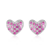 925 Sterling Silver Hearts Stud Earrings with Cubic Zirconia 