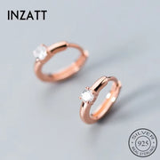 925 Sterling Silver Minimalist Geometric Zircon Hoop Earrings 