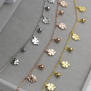Flowers and Bell Anklet Titanium Steel Gold Color 