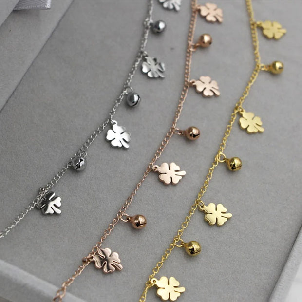 Flowers and Bell Anklet Titanium Steel Gold Color 