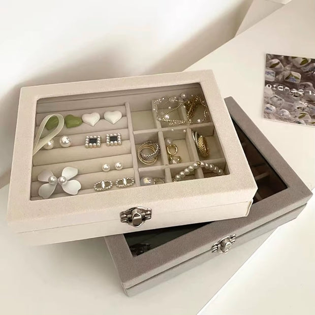 Jewelry Storage Box Earring Ring Necklace Organizers Transparent Display Box