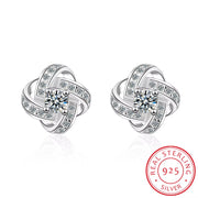 925 Sterling Silver Zirconia Eternal Heart Twist Earrings 