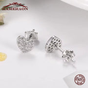 925 Sterling Silver Hearts Stud Earrings with Cubic Zirconia 
