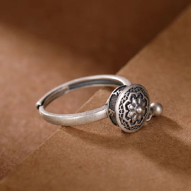 S925 Sterling Silve Tibetan Prayer Wheel Ring