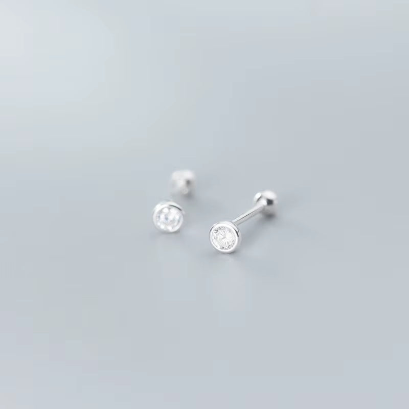 Minimalist Sterling Silver Stud Earrings Women 925 Silver 