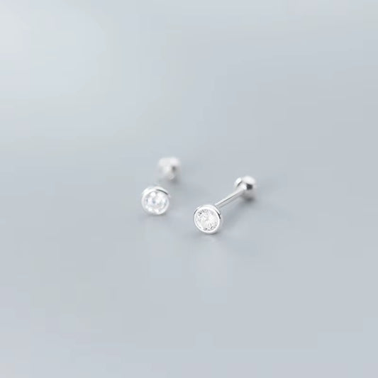 Minimalist Sterling Silver Stud Earrings Women 925 Silver 