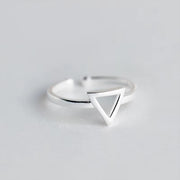 925 Sterling Silver Hollow Triangle Opening Ring