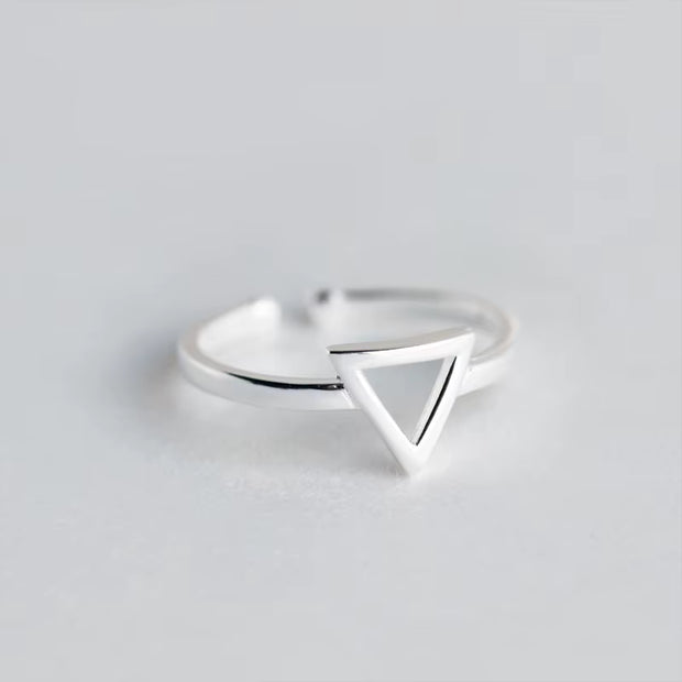 925 Sterling Silver Hollow Triangle Opening Ring