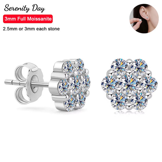Serenity Moissanite Earrings S925 Sterling Silver Sparkling Stud 18K Plated 
