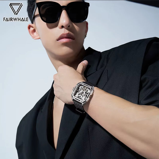Mark  6530 Luxury Automatic Mechanical Watch for Mens Fashion Sports Waterproof Square Wrist Watches Men Clock Reloj