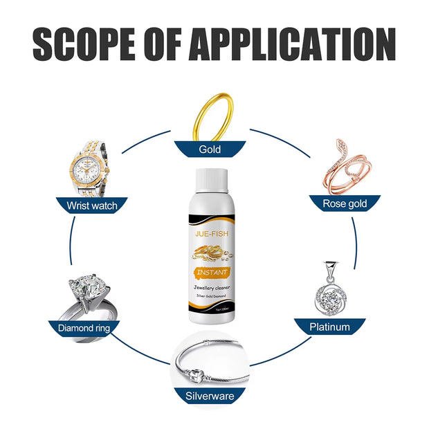 Jewelry Cleaner Solution 100Ml for Gold Silver Glasses Watch Rings Diamond Polishing 