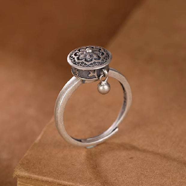 S925 Sterling Silve Tibetan Prayer Wheel Ring