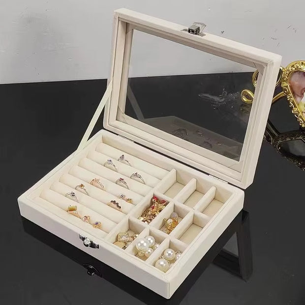 Jewelry Storage Box Earring Ring Necklace Organizers Transparent Display Box