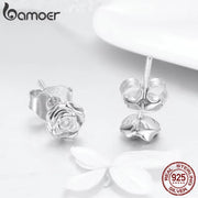 925 Sterling Silver Romantic Rose Flower Stud Earrings