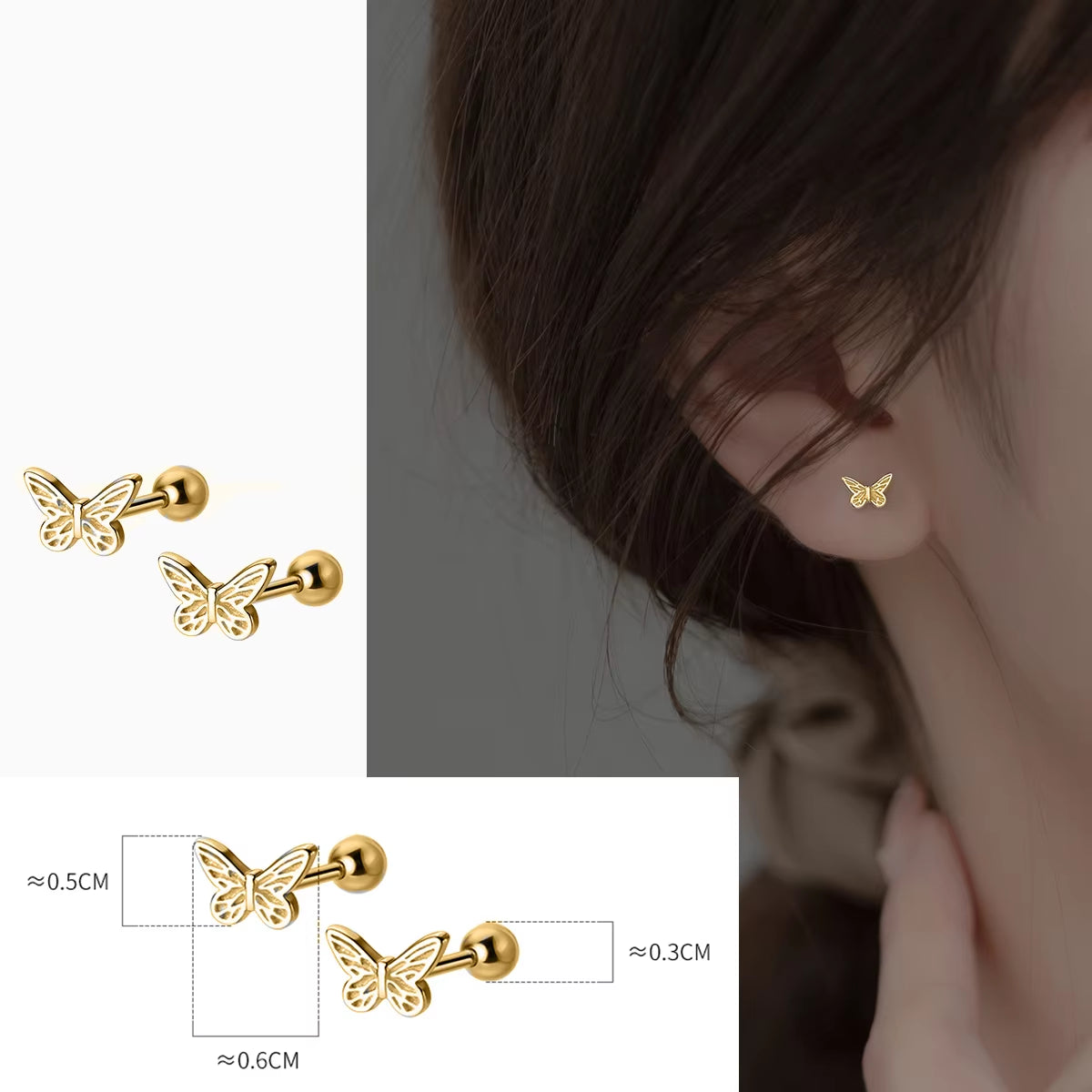 925 Sterling Silver Butterfly Earrings