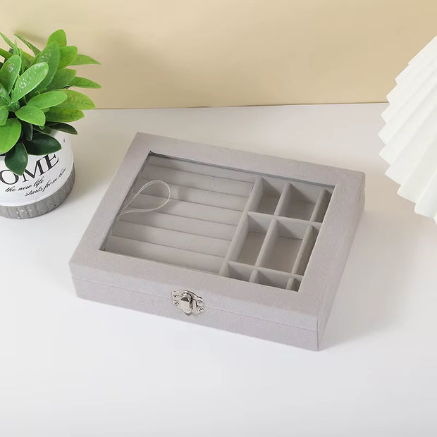 Jewelry Storage Box Earring Ring Necklace Organizers Transparent Display Box