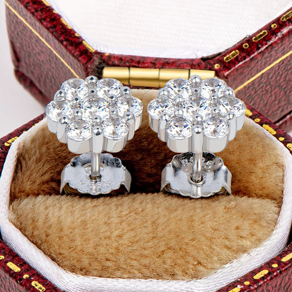 Serenity Moissanite Earrings S925 Sterling Silver Sparkling Stud 18K Plated 