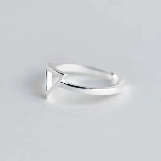 925 Sterling Silver Hollow Triangle Opening Ring