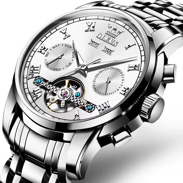Mechanical Watches Automatic Watch Men Stainless Steel Waterproof Luminous Watch 