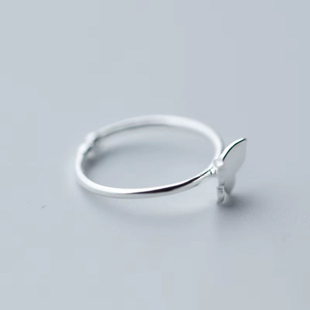925 Sterling Silver Butterfly Adjustable Ring
