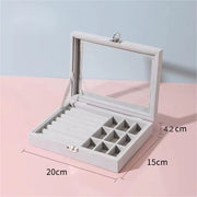 Jewelry Storage Box Earring Ring Necklace Organizers Transparent Display Box