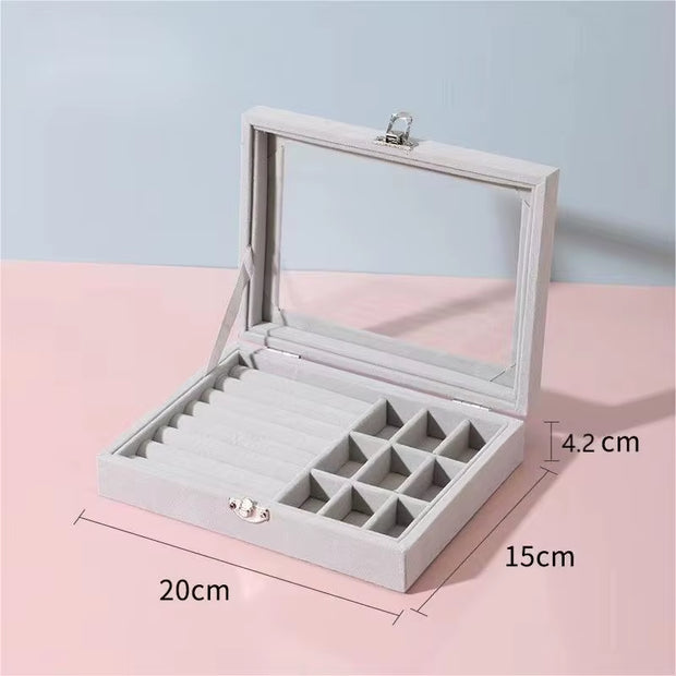 Jewelry Storage Box Earring Ring Necklace Organizers Transparent Display Box