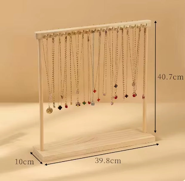 Jewelry Organizer Display Stand Wood Necklace Hanging Countertop Rack for Chains Earrings Bracelets 