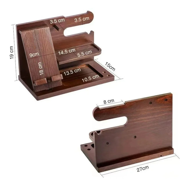Multifunctional Wooden Storage Racks Watches Jewelry Glasses Phone Holder Keys 