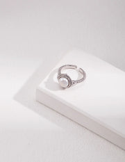 Twisted Pearl Adjustable Open Ring