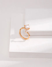 Freshwater Pearl with Zircon Open Ring